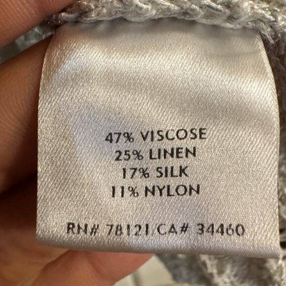 Eileen Fisher Silk Linen Blend Open Knit Women’s Cardigan Size Large Cream - Picture 6 of 6